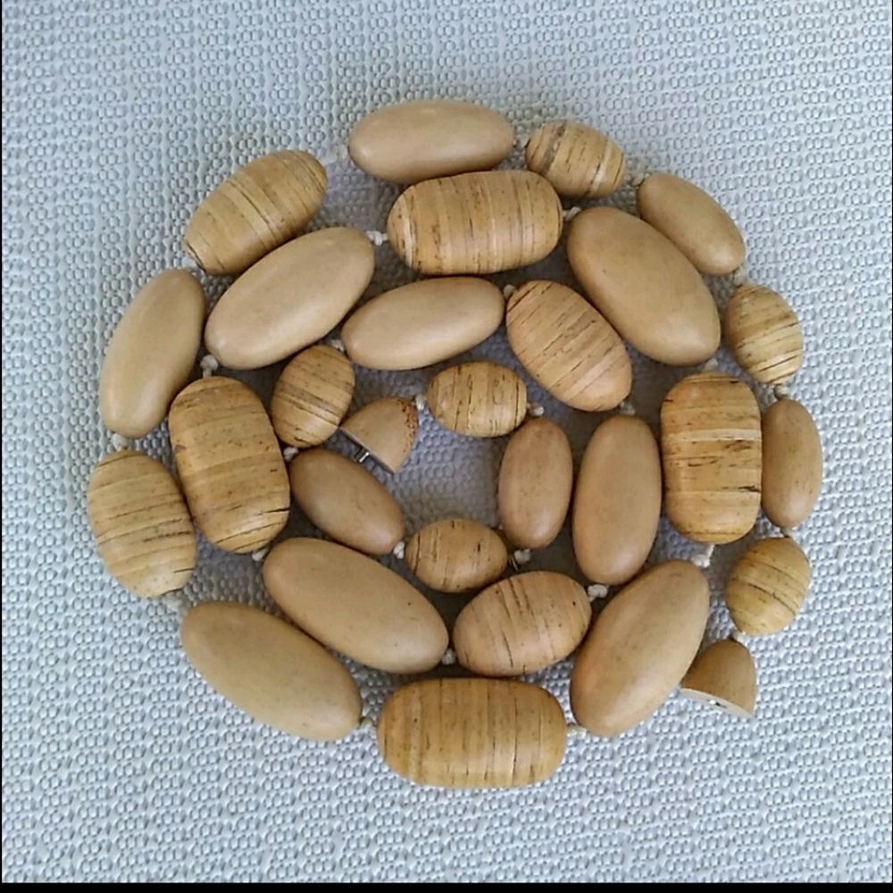 RARE '80s HOLLAND MANOUK BIJOUX 50" Alternating Stacked Solid Wood Bead Necklace - Picture 15 of 16
